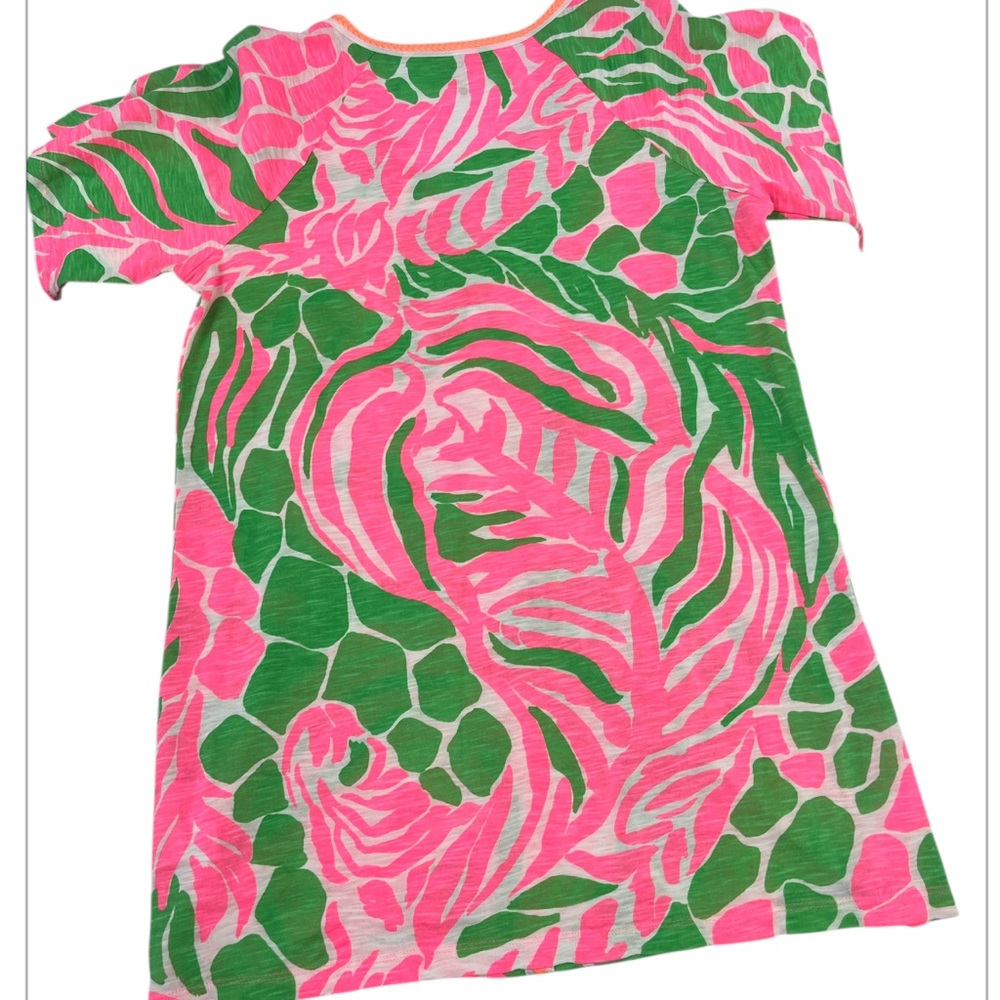 Lilly Pulitzer Bonita Cover Up Dress Tunic V Neck Mini Cotton Pink Green XS - Picture 8 of 10